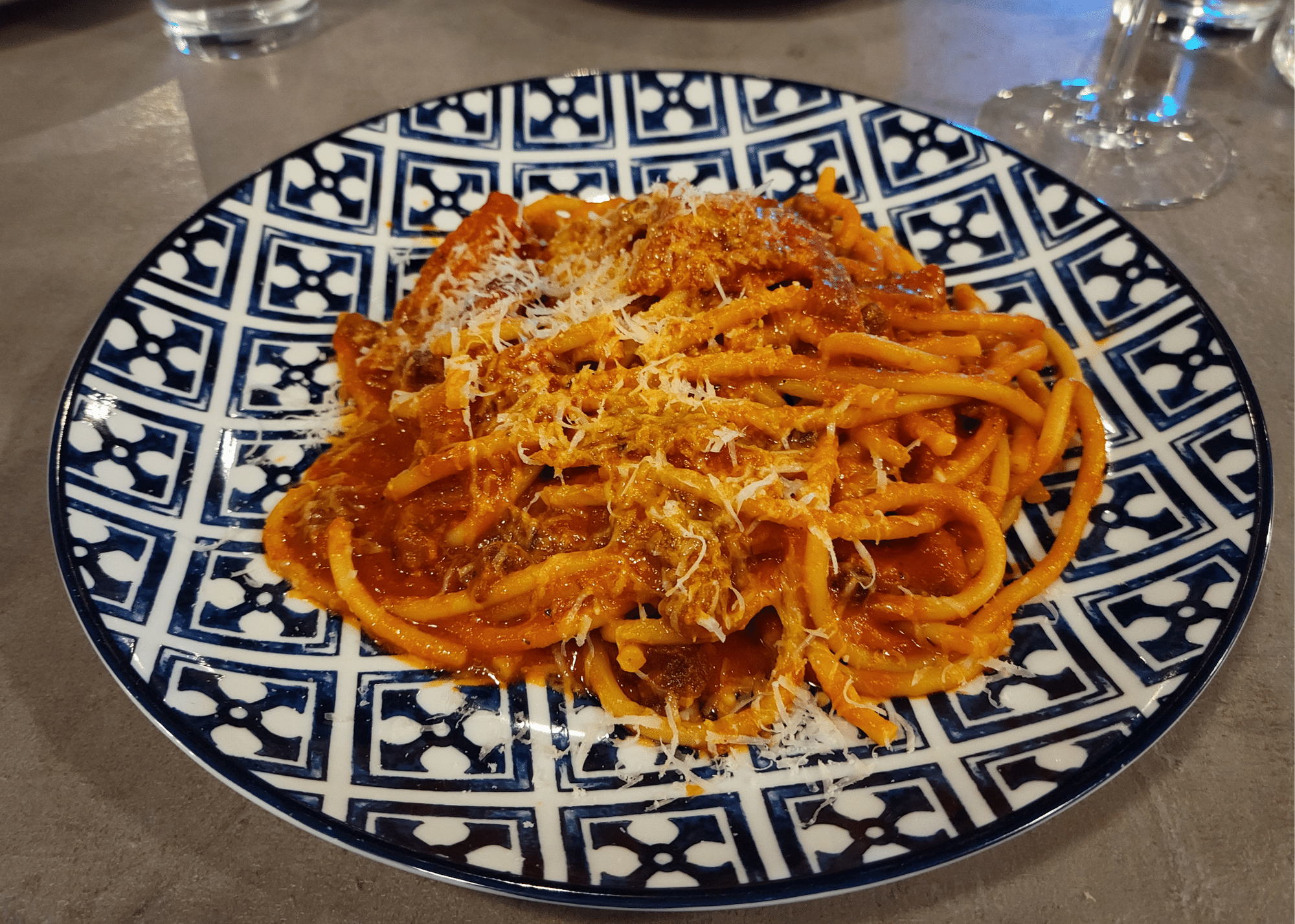 Plate of homemade pasta at Osteria Mia