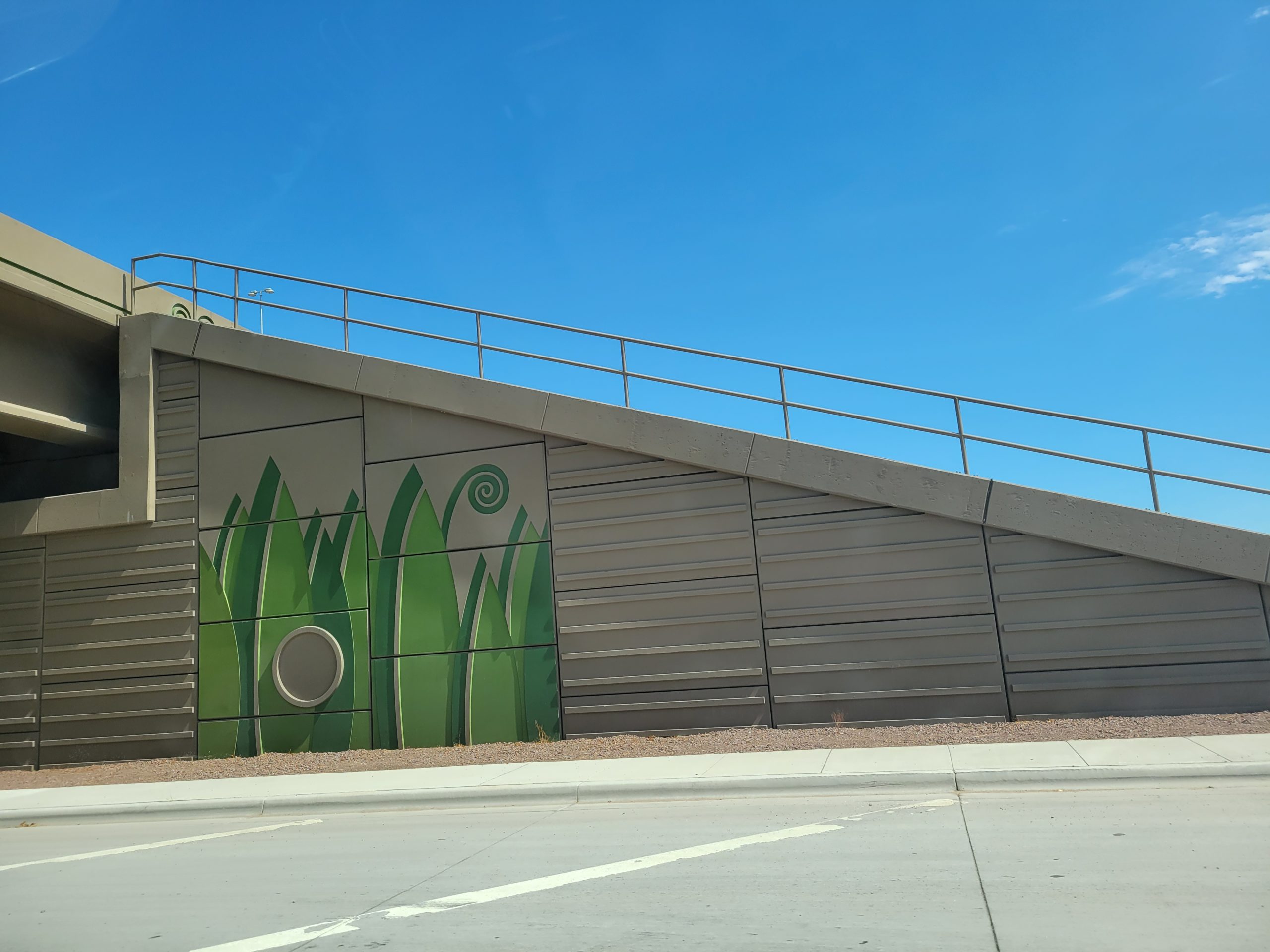 Highway overpass with art