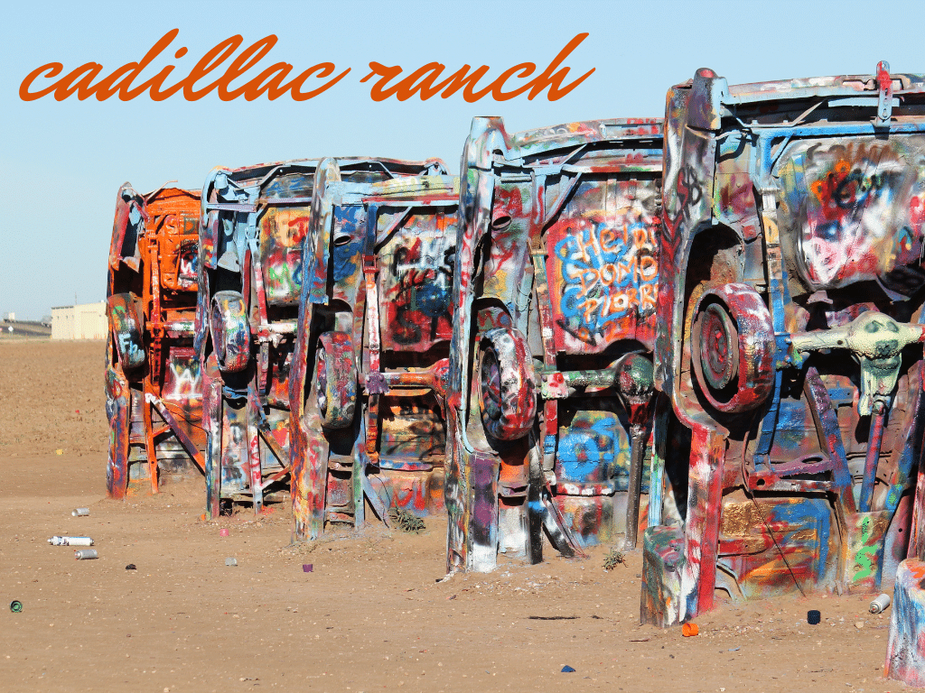 Cadillac Ranch in Texas with colorful spray paint