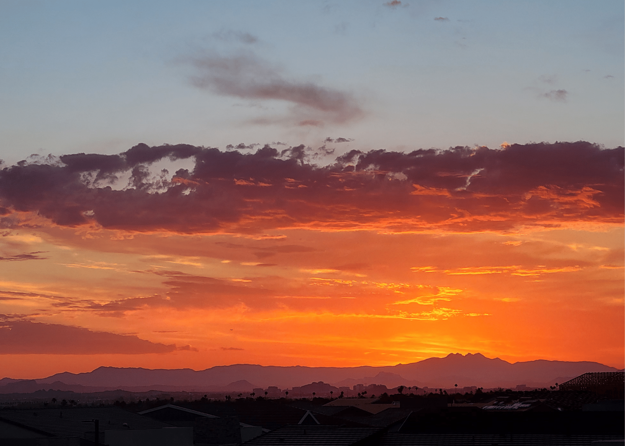 Fiery sunset with clouds in Phoenix