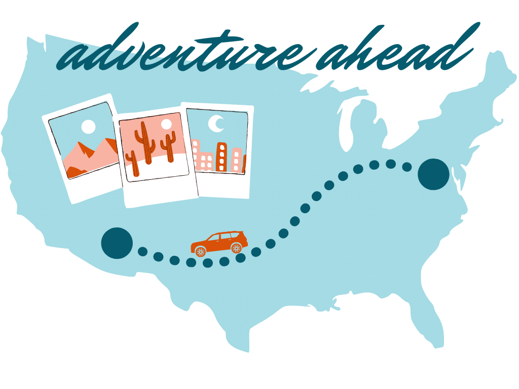 Cross-country road map - Adventure Ahead